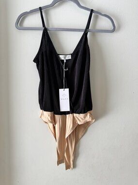WAYF Surplice Ribbed Cami Bodysuit - XS